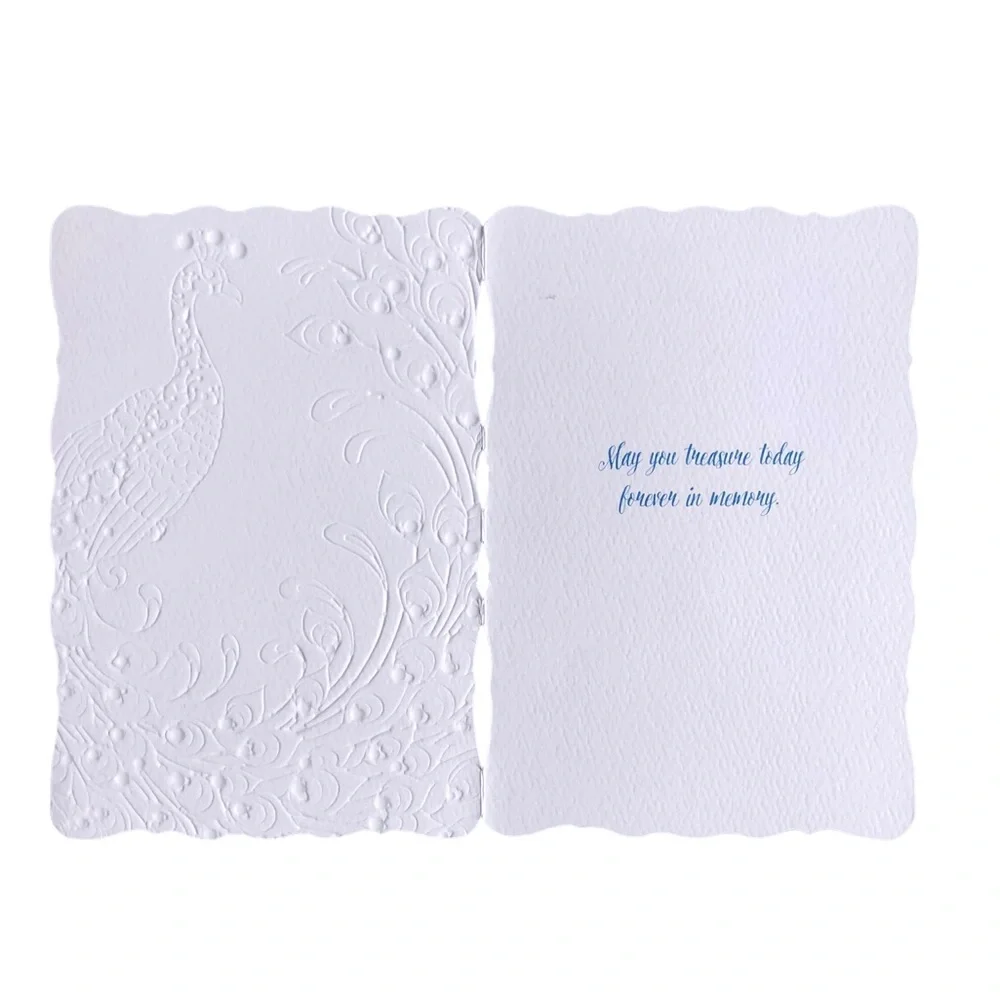 Sienna’s Garden Lace Embossed Peacock Birthday Card w/Embossed Pearlescent Env